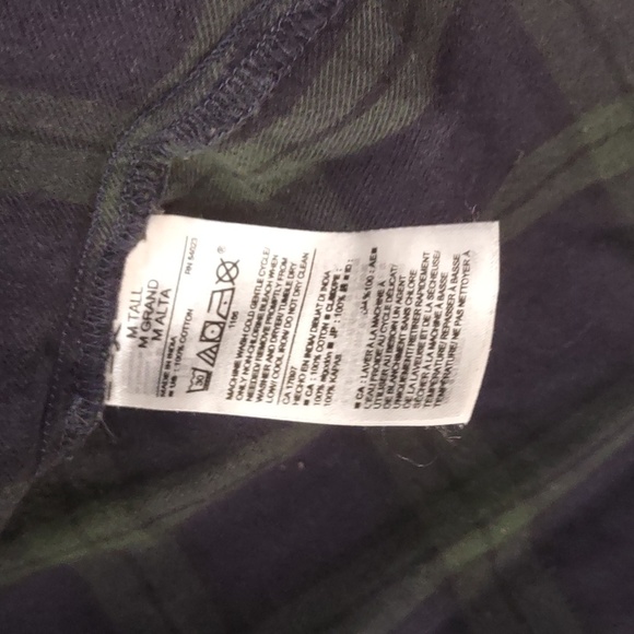 USED OLD NAVY LONG SLEEVE FLANNEL SHIRT MEN TALL M GREEN AND BLUE - Picture 3 of 7